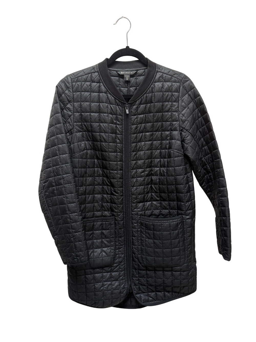 Athleta Black Quilted Bomber Jacket